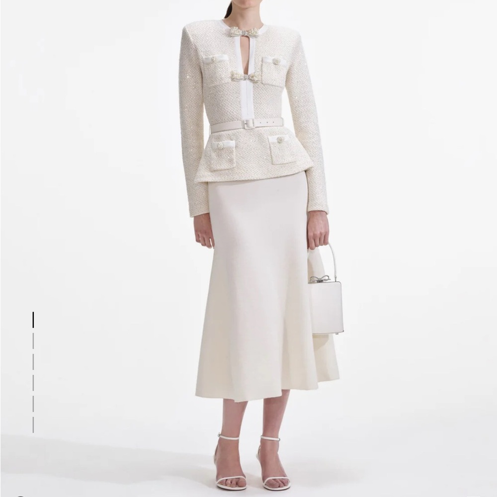 Self-Portrait Cream Trumpet Midi Skirt for Brides
